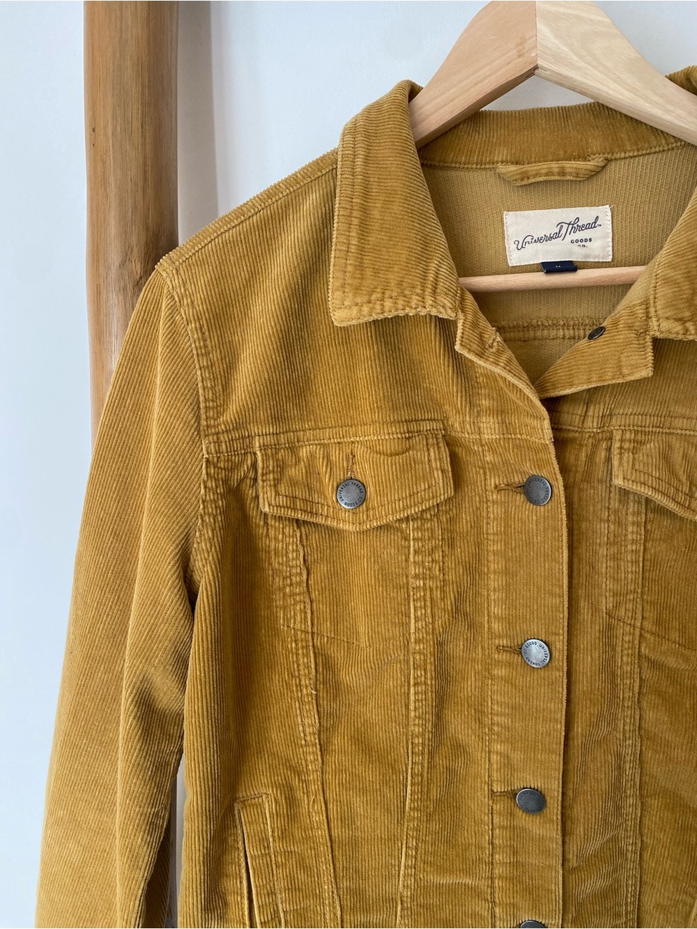 Universal Thread Mustard Yellow Corduroy Trucker Jacket Medium Fall - Picture 4 of 8